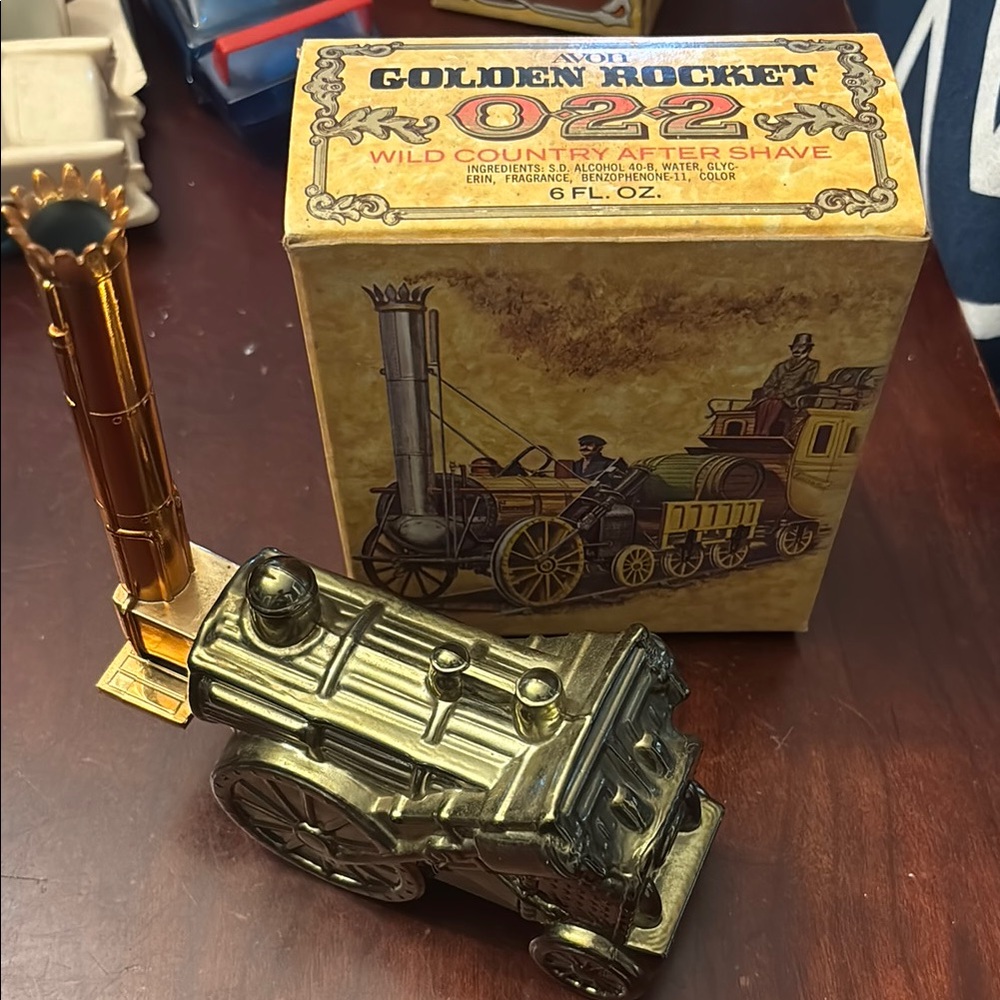 Vintage Avon Golden Rocket After Shave bottle with box